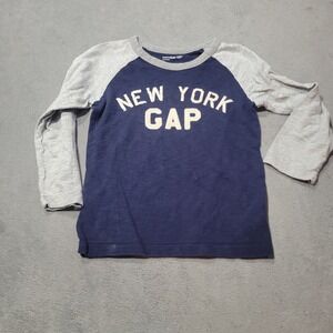 Gap T-Shirt Toddler 4T Blue Gray New York Raglan Long Sleeve Baseball Tee 112109